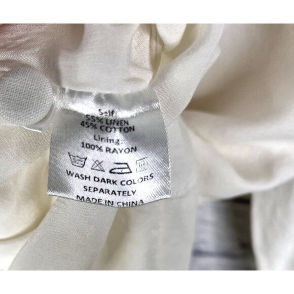 GIRL AND THE SUN Women's White Linen Blend Oversize Shirt Dress Medium - Picture 4 of 5